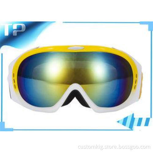 Yellow Adult Reflective Ski Goggles Low Light For Prevent